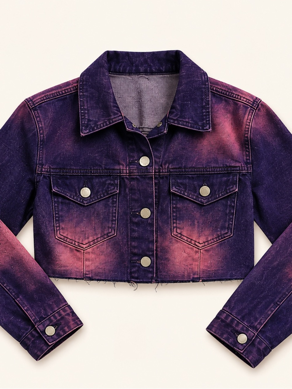 Women's Purple Ombre Cropped Denim Jacket